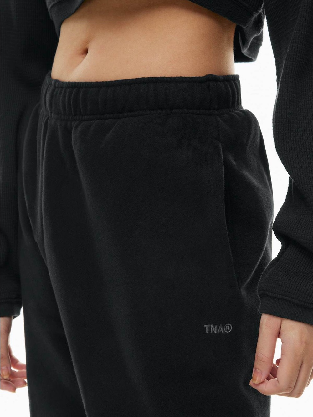 TNA Black High-Waist Fleece Joggers